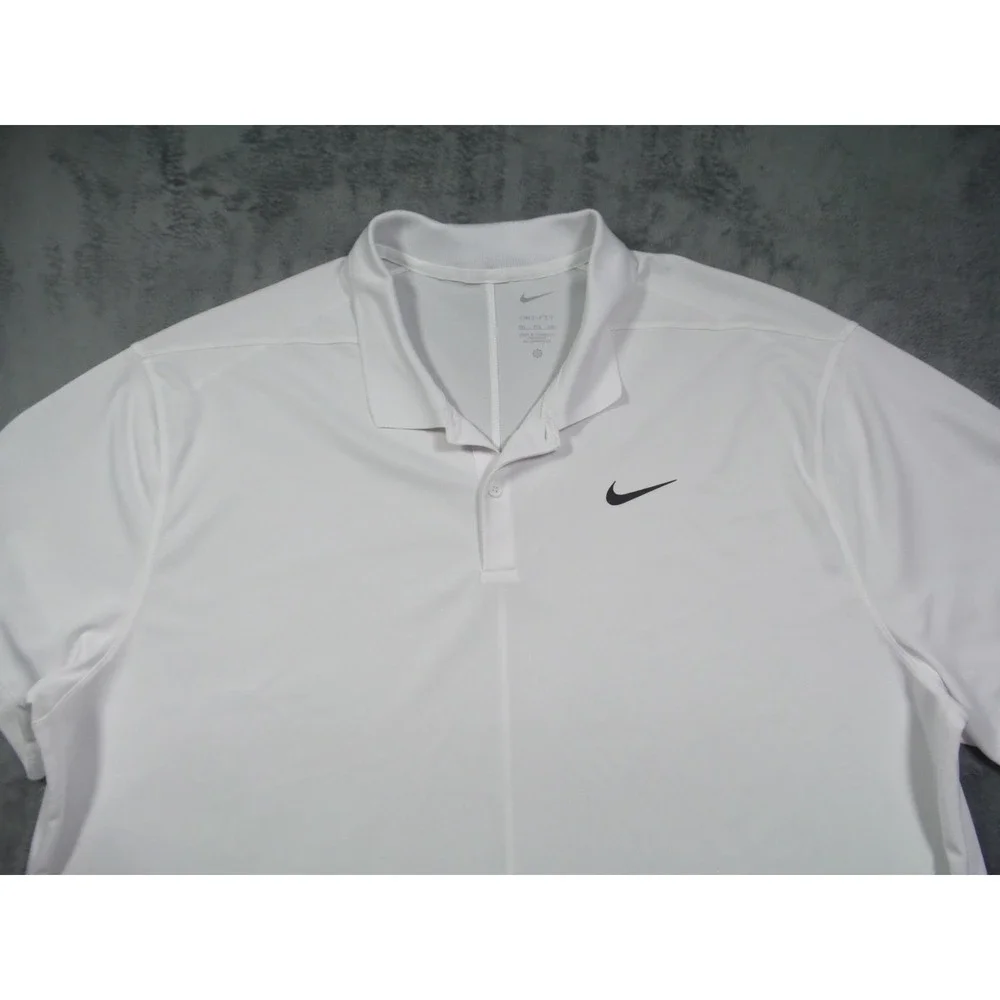 Nike Golf Shirt Mens Size XXL White Solid Dri-FIT Victory Polo Short Sleeve